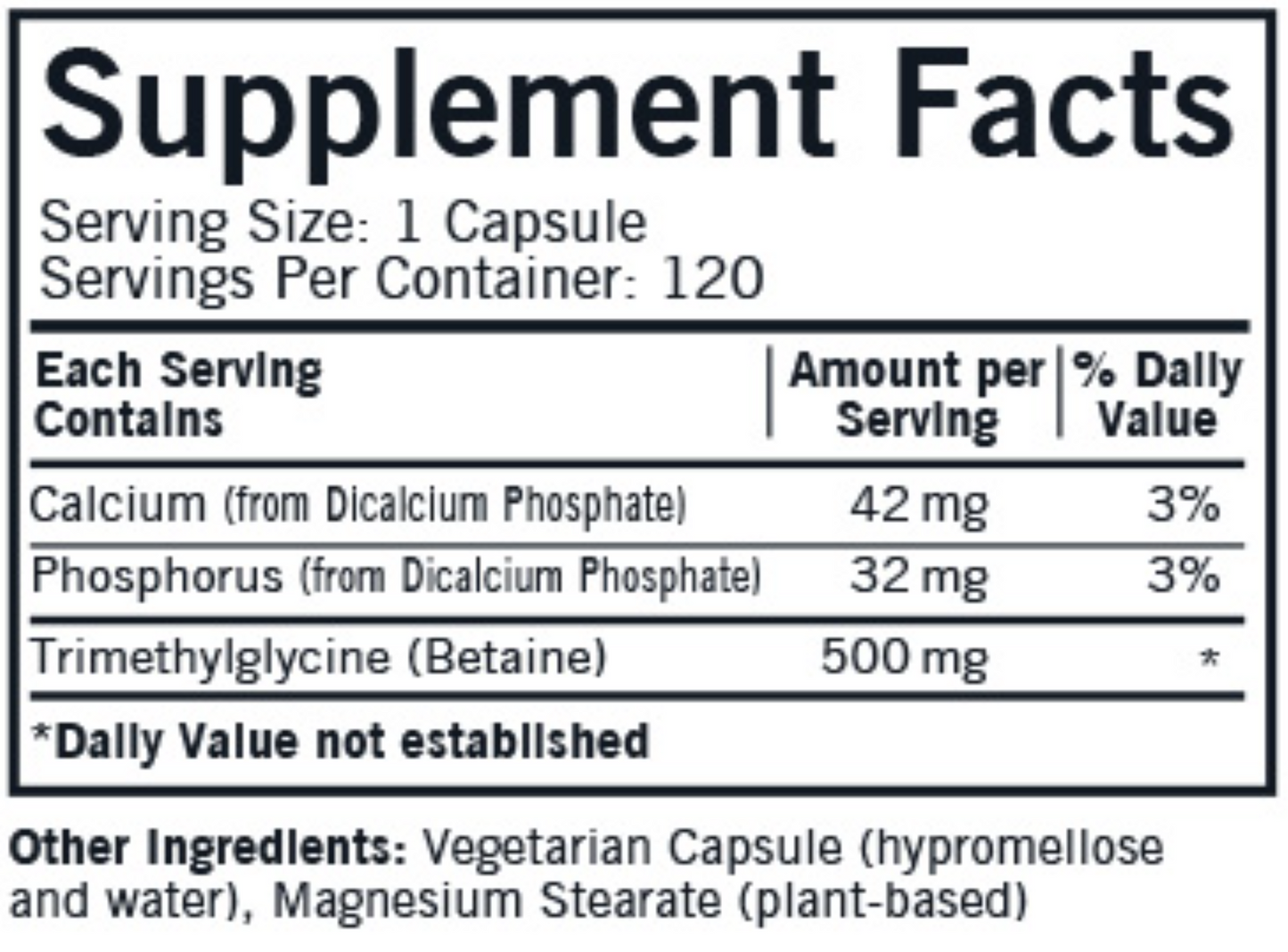 TMG 500 mg  120 caps by Kirkman Labs