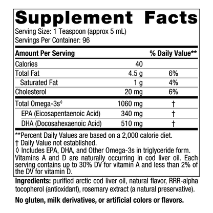 Arctic Cod Liver Oil Orange Flavor 16oz by Nordic Naturals