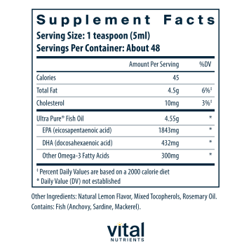 Ultra Pure Fish Oil 2600 8 oz by Vital Nutrients