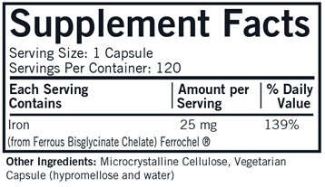 Iron Ferrochel 25 mg 120 cap by Kirkman Labs