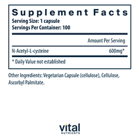NAC 600 mg 100 vegcaps by Vital Nutrients