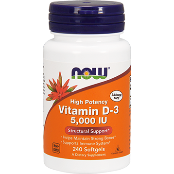 Vitamin D-3 5000 IU 240 softgels by NOW