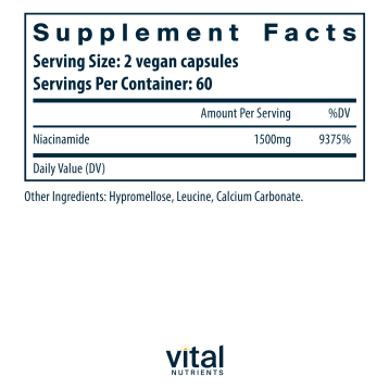 Niacinamide 1500 mg 120 vegcaps by Vital Nutrients