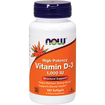 Vitamin D-3 1000 IU 180 softgels by NOW