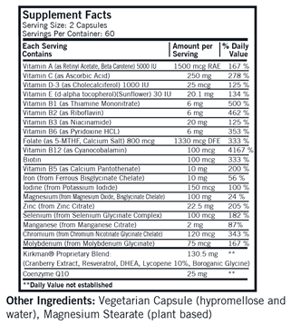 Women's Multi-Vitamin & Mineral 120 caps by Kirkman Labs