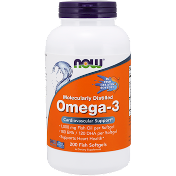 Omega-3 Molecularly Dist 200 softgels by NOW