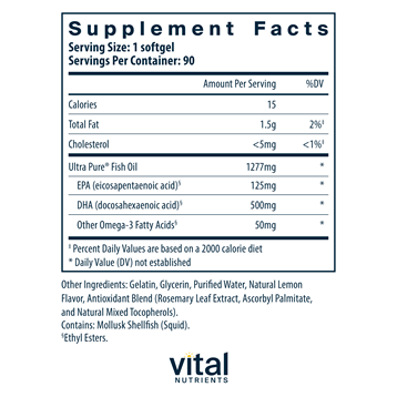 Ultra Pure Fish Oil 675 90 gels by Vital Nutrients