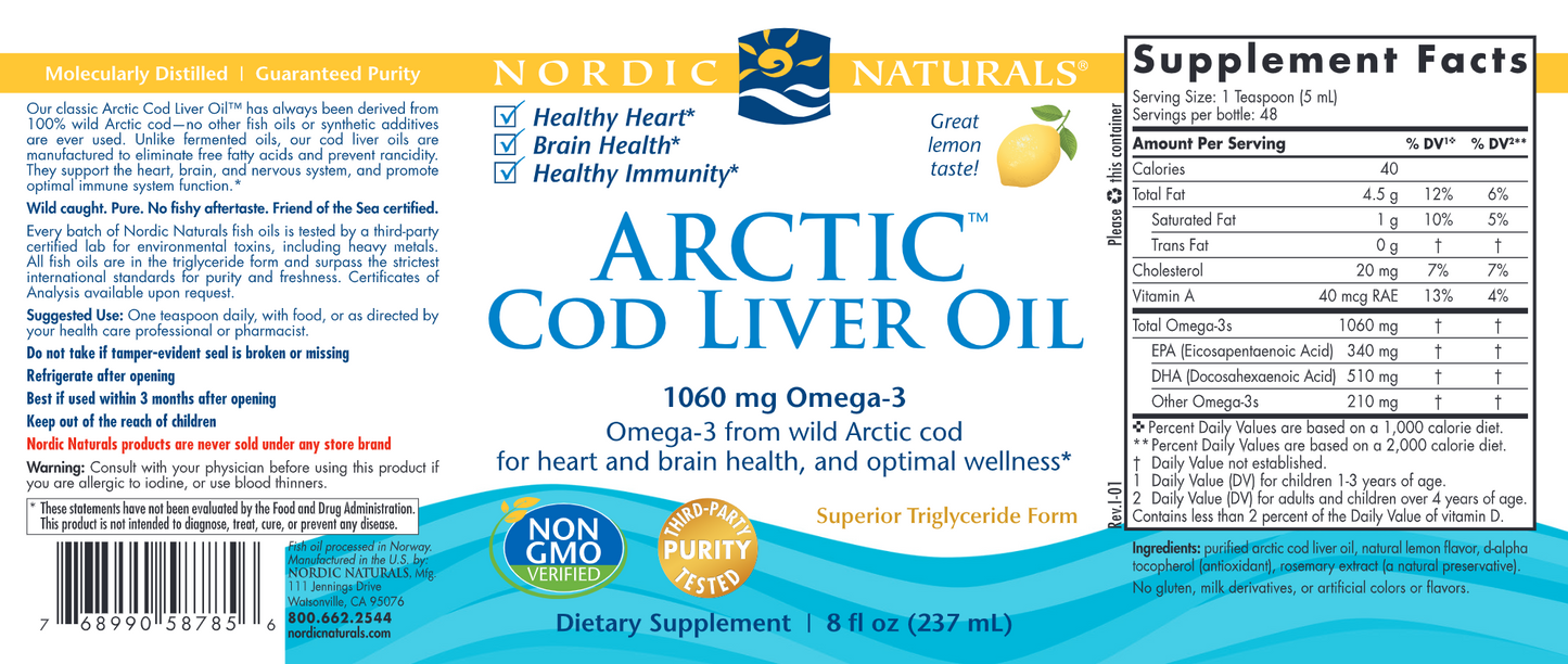 Arctic Cod Liver Oil Lemon 8 oz