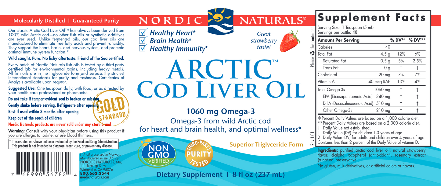 Arctic Cod Liver Oil Strawberry 8 fl oz