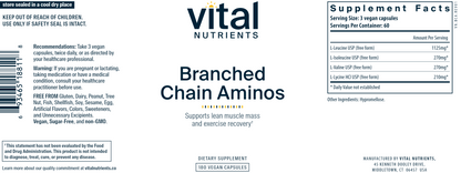 Branched Chain Aminos 180 vegcaps by Vital Nutrients