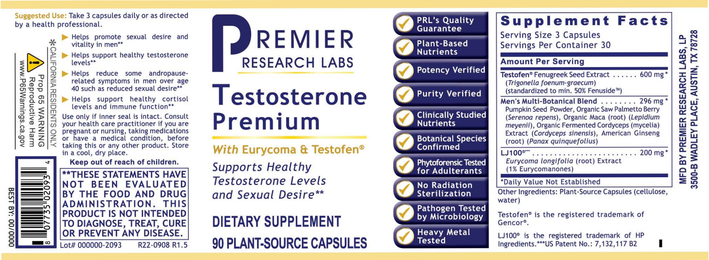 Testosterone Premium Premier 90 caps by Premier Research Labs