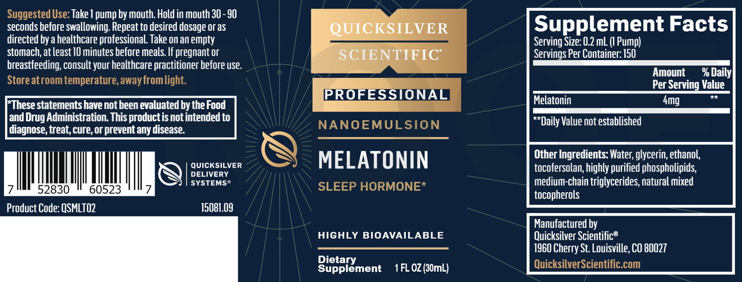 Liposomal Melatonin 4 mg By Quicksilver Scientific