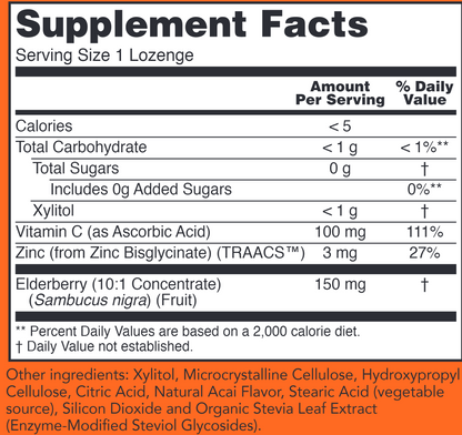 Sambucus Zinc-C 60 lozenges by NOW