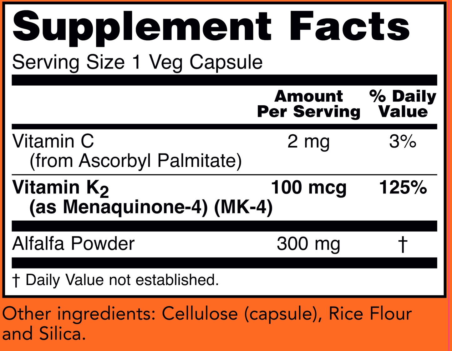 Vitamin K-2 100 mcg 100 vegcaps by NOW