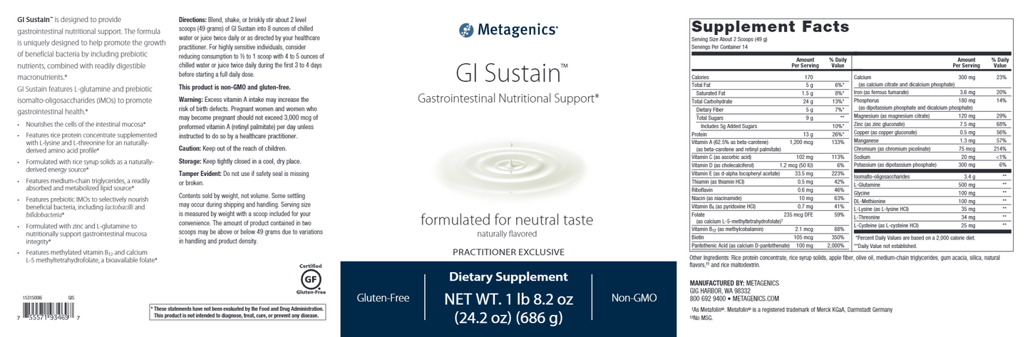 GI Sustain™ Powder (14 servings) by Metagenics