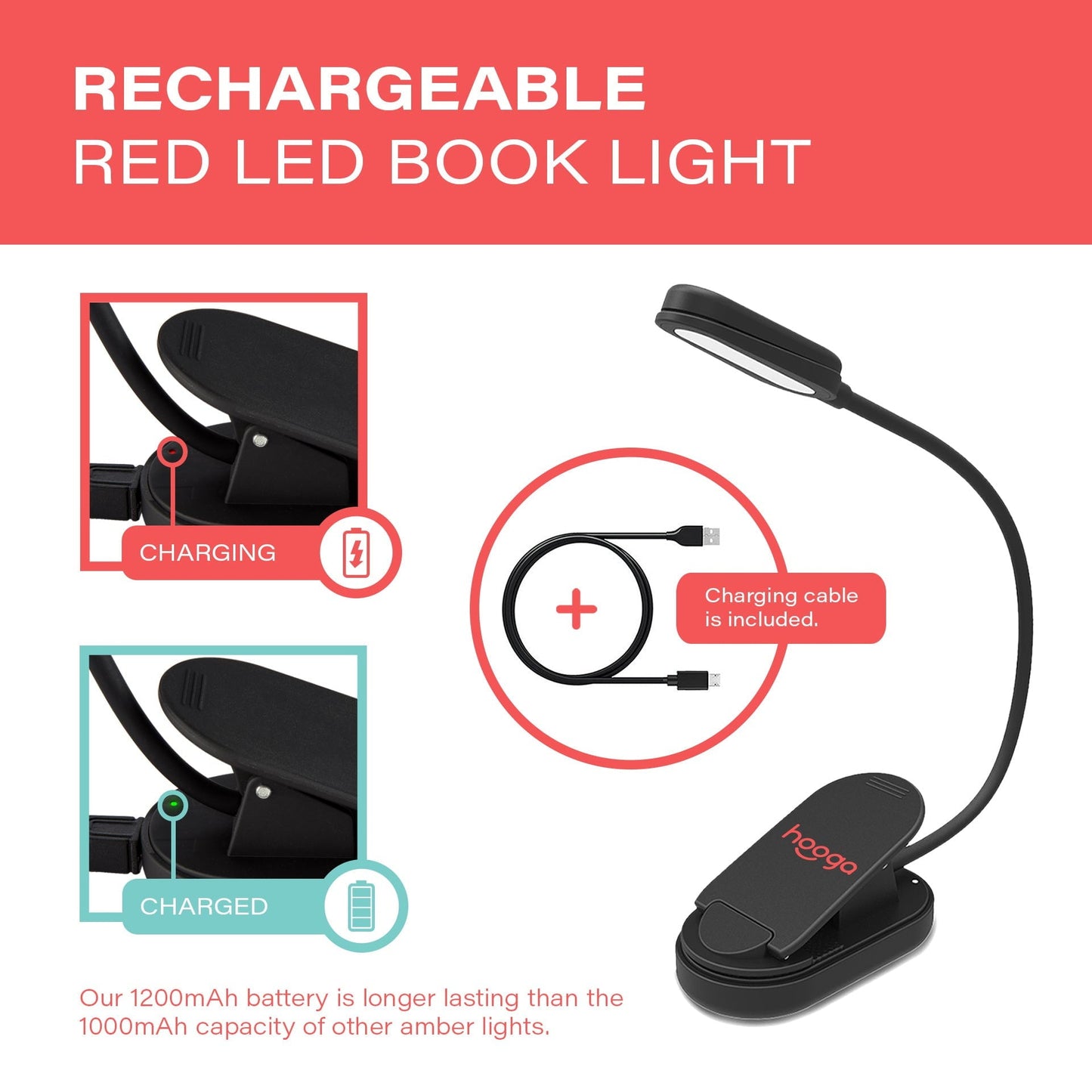 Red Clip-On Book Light