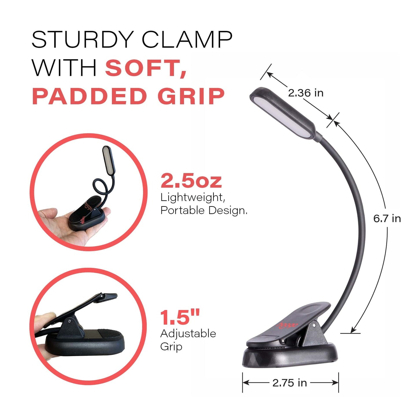 Amber & Red Clip-On Book Light