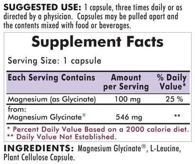 Magnesium Glycinate® - Bio-Max Series - 100 Hypoallergenic caps by Kirkman Labs