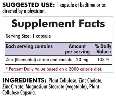 Zinc 20 mg - Bio-Max Series- 250 Hypoallergenic caps by Kirkman Labs