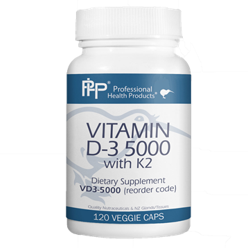 Vitamin D3 5000 with K2 120 vegcaps by Professional Health Products®